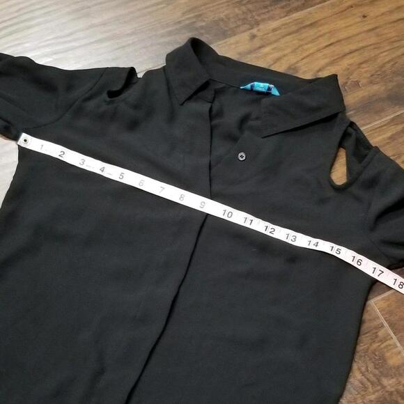 L'AMOUR Top Womens SMALL Nanette Lepore Cold Shoulder Black Shirt - Picture 5 of 6